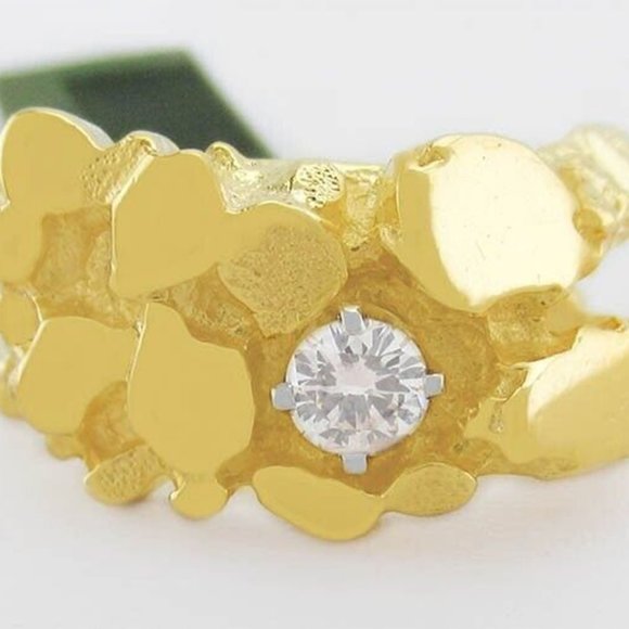 Genuine 0.35 Cts Diamond Nugget Ring 14K Gold
